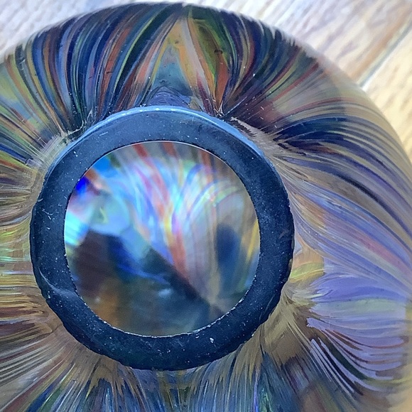 Multicolor Striped Glass Bulb Shaped Vase Made in Canada - Picture 11 of 11